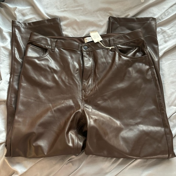 Abercrombie & Fitch 90’s Straight Leather Pants - Picture 1 of 3